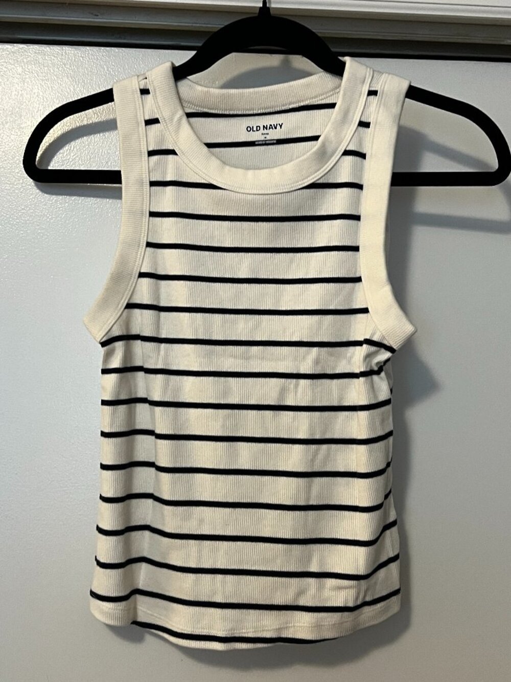 Old Navy White and Black Striped Tank Top